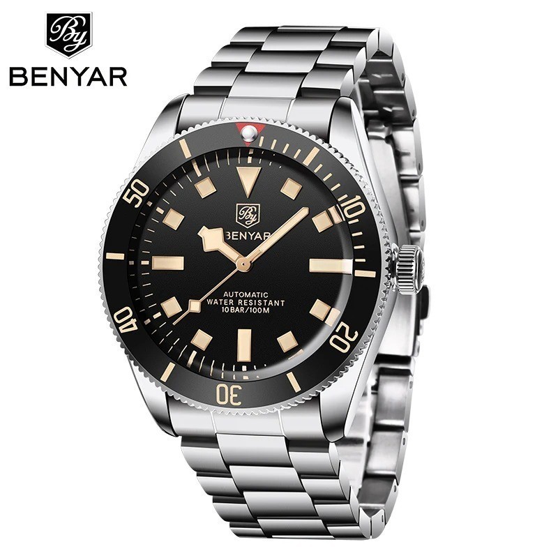 40MM BENYAR Automatic Men’s Watch 100M Waterproof Stainless Steel Luminous NEW