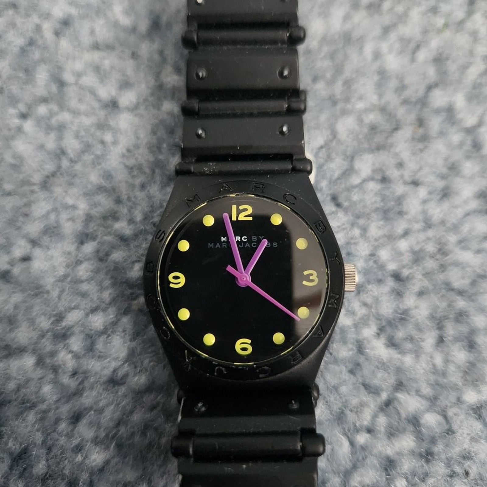 Vintage Marc By Marc Jacobs Black Watch With Purple And Yellow Accents