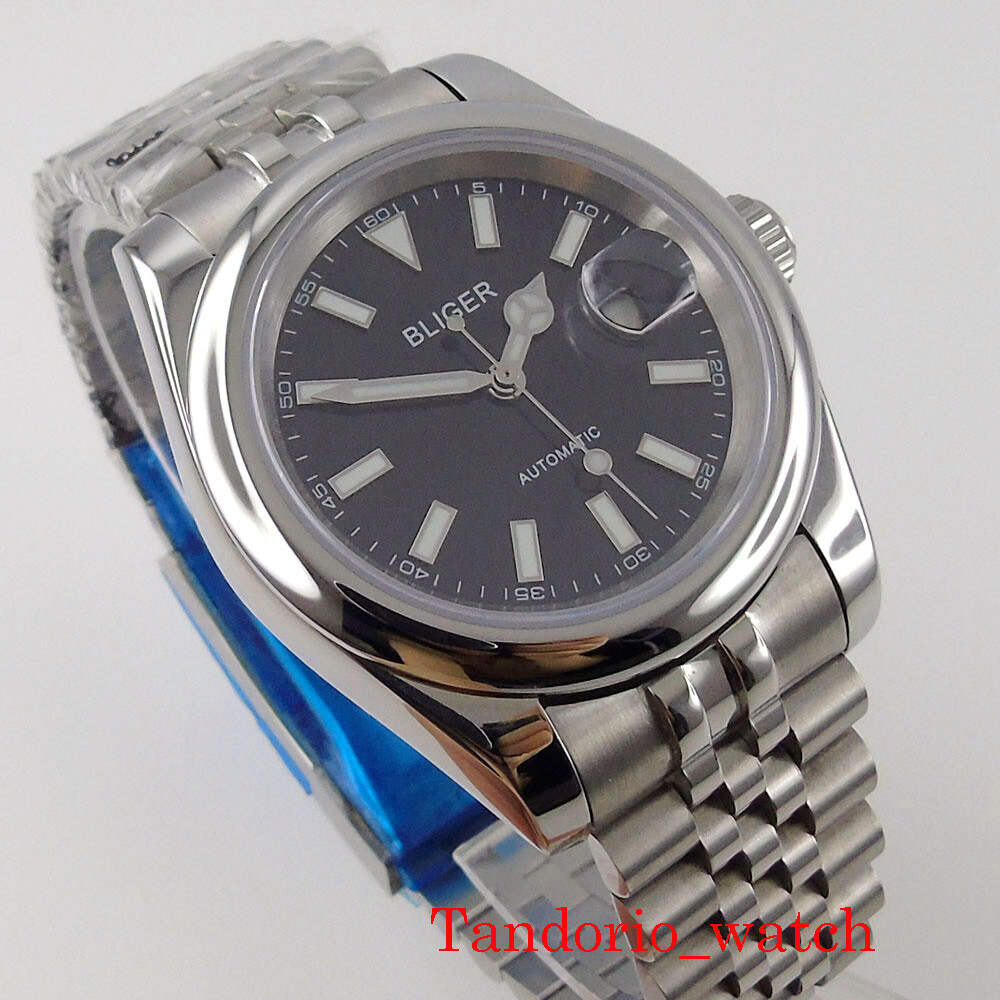 36mm/39mm Bliger NH35A PT5000 Automatic Men Watch Sapphire Glass Black Dial Date