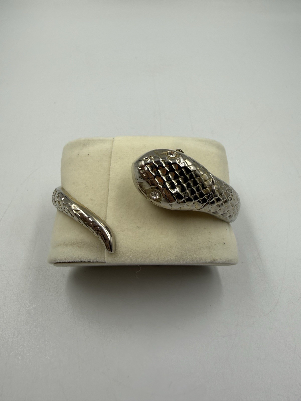 Studio Time Snake Bangle Watch Women Two-Tone Secret Hidden Dial Gold Silver