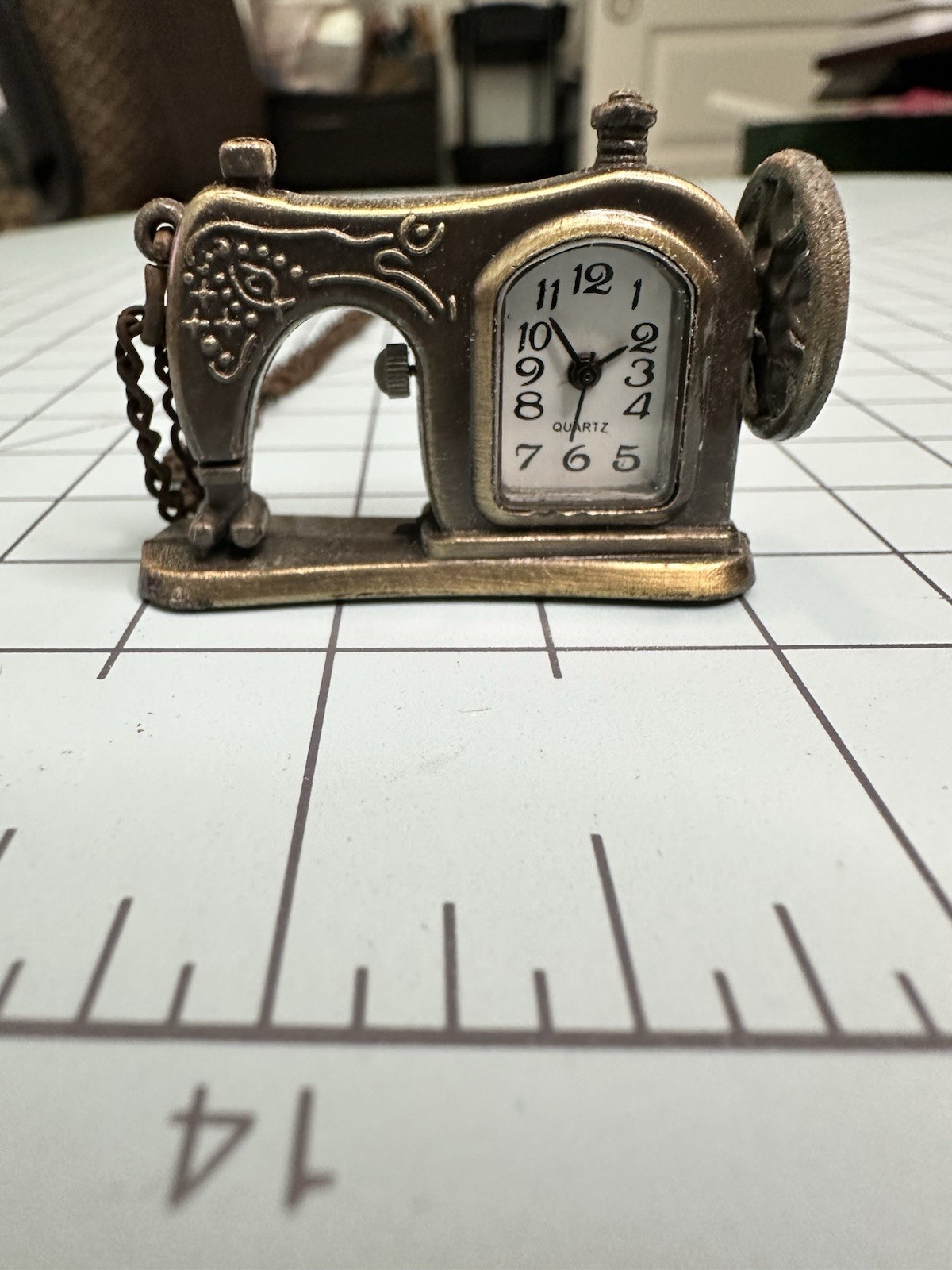 Steampunk Sewing Machine Quartz Pocket Watch To Use Necklace Chain Not Included