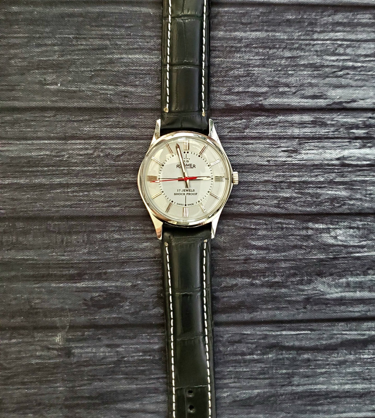 Rare Roamer Brevete Swiss Mens Manual Watch White Serviced