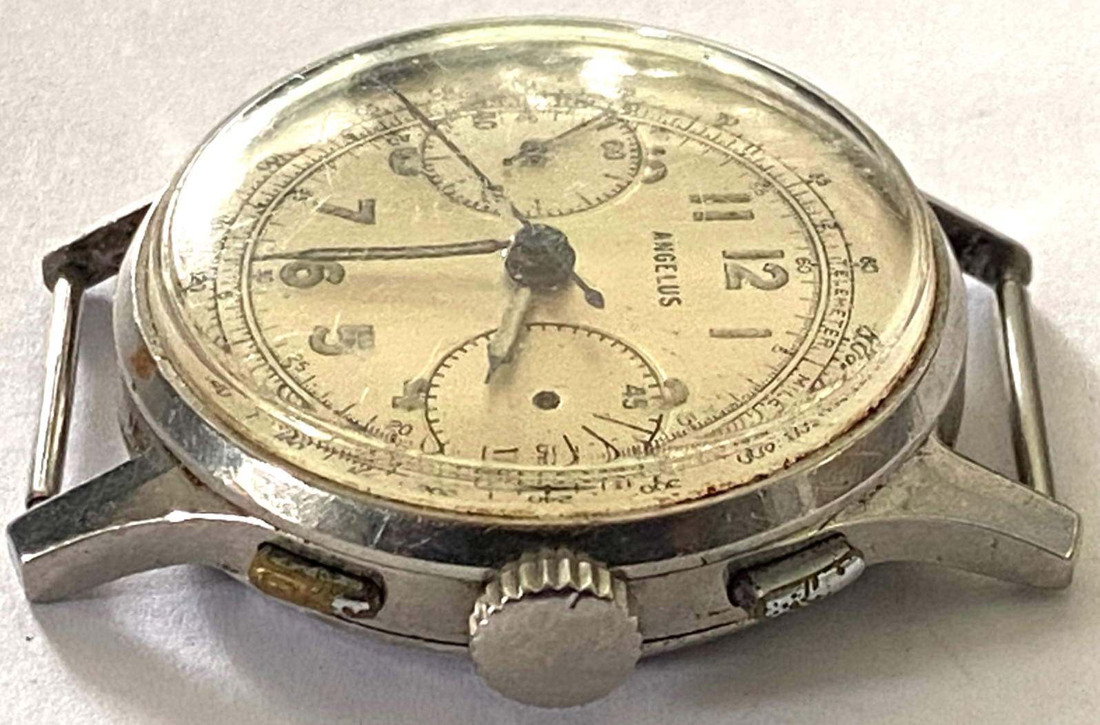 Vintage 1940s Angelus Chronograph Caliber 215 ACIER INOX SS Parts/Repair