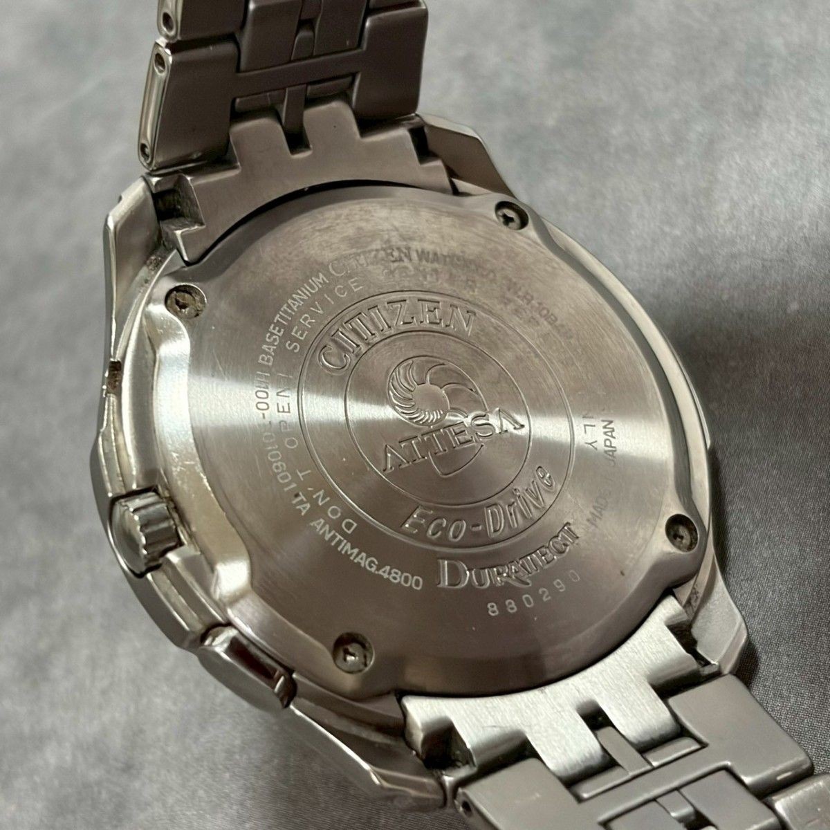 Citizen Attesa Eco-Drive Radio Day Date Champagne Dial Titanium Watch Japan