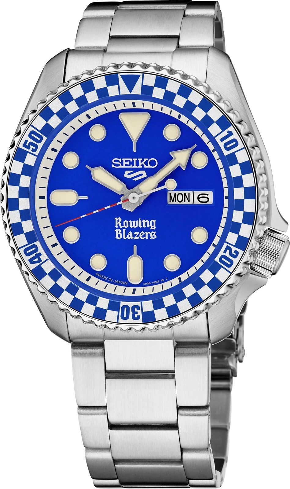 Seiko 5 Rowing Blazers Blue Dial Blue/White Bezel Auto Day/Date 42.5mm