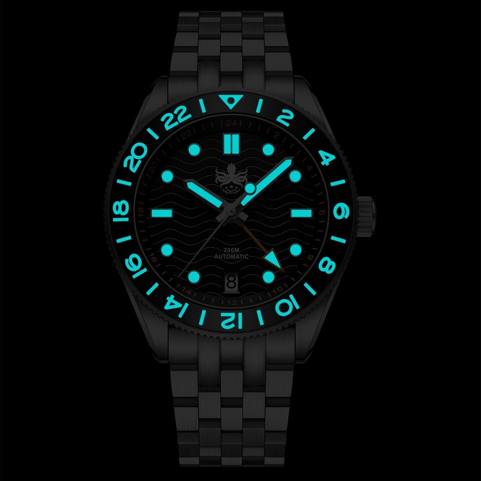 PHOIBOS Wave Master GMT PY049E Men’s Diver Watch White Dial Stainless Steel 300m