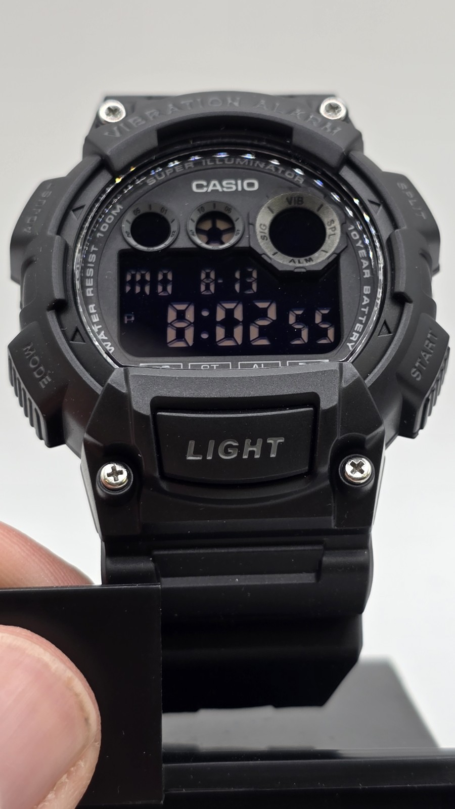 Casio Men’s Watch Dual Time Grey and Black Digital Dial Resin Strap W735H-1BV