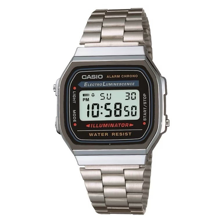Men’s Watch Classic Digital Dial Stainless Steel Bracelet A158W-1 A168W-CASIO