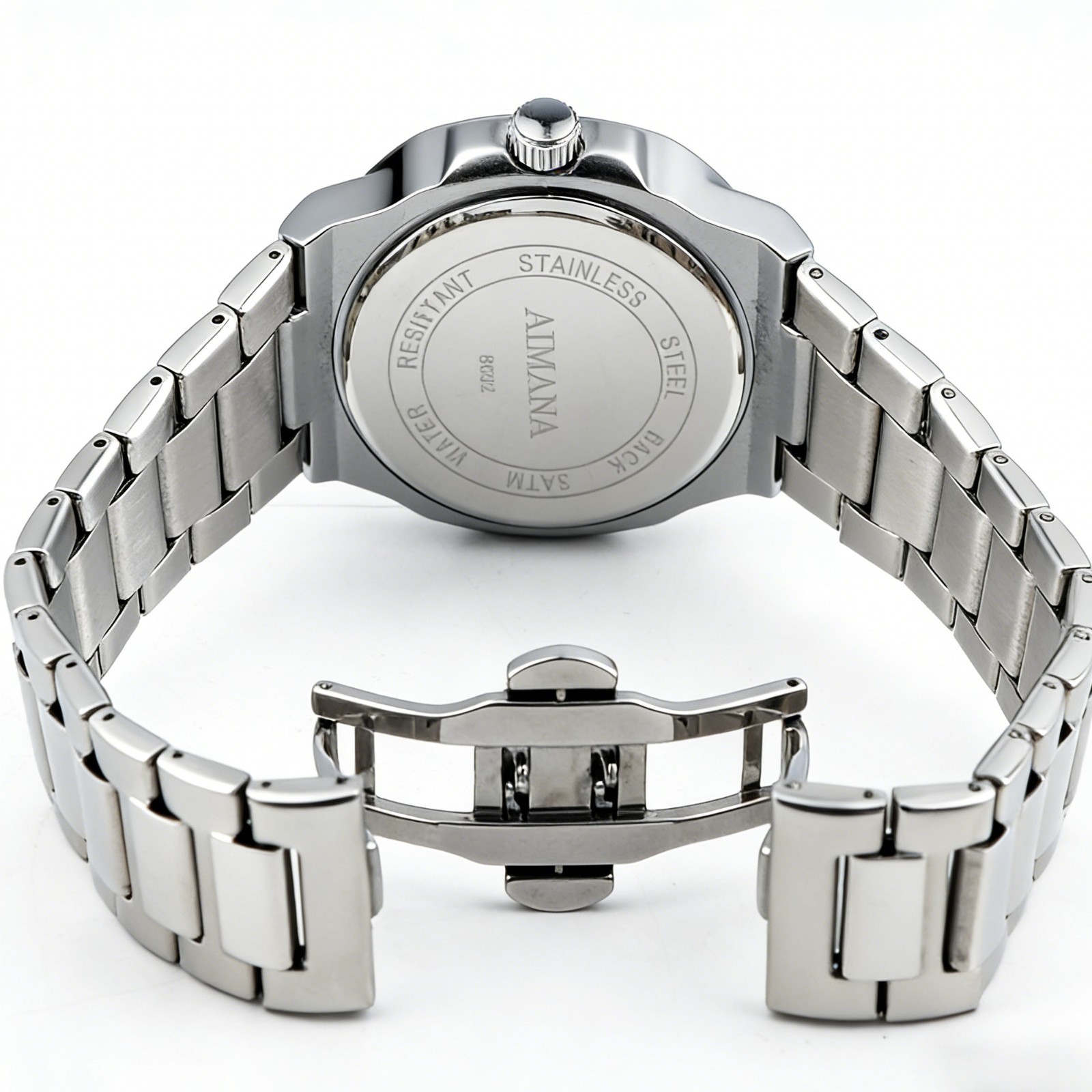 VORSEL Classic Men’s Square Quartz Watch Silver Steel Blue Dial Calendar Watches