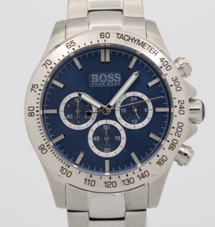 Hugo Boss Ikon Chronograph Blue Dial Silver Steel Strap Watch For Men – 1512963