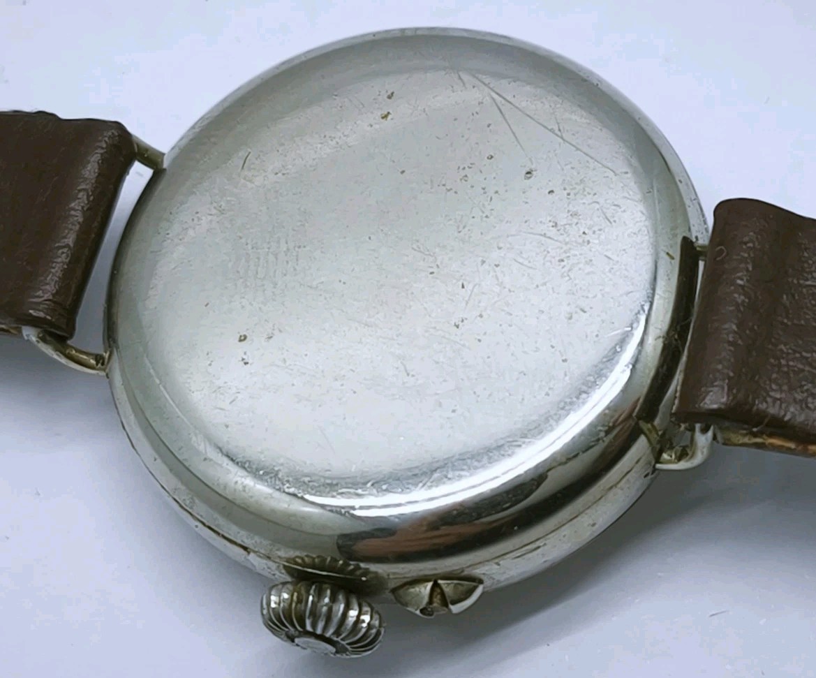 Vtg c1914 Swiss Chrome Nickel Plated WW1 Era 31mm Trench Watch Spares Or Repair