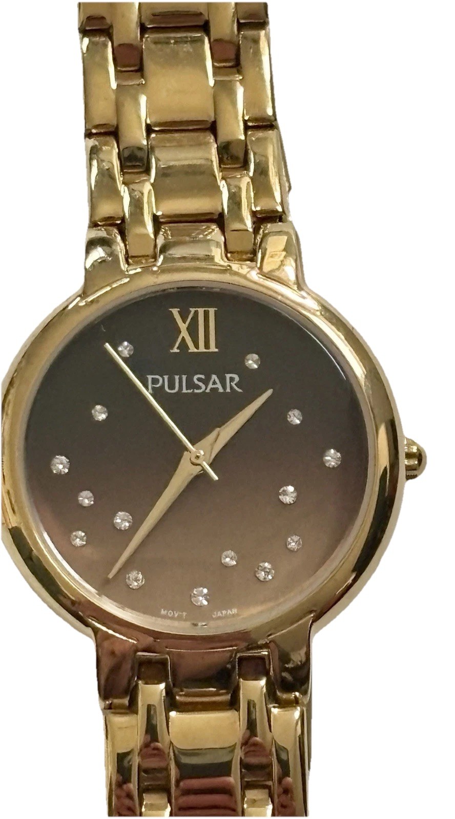 Pulsar Swarovski Crystal Stars Night Out Watch Gold Tn PH1802 Working! New Batt!