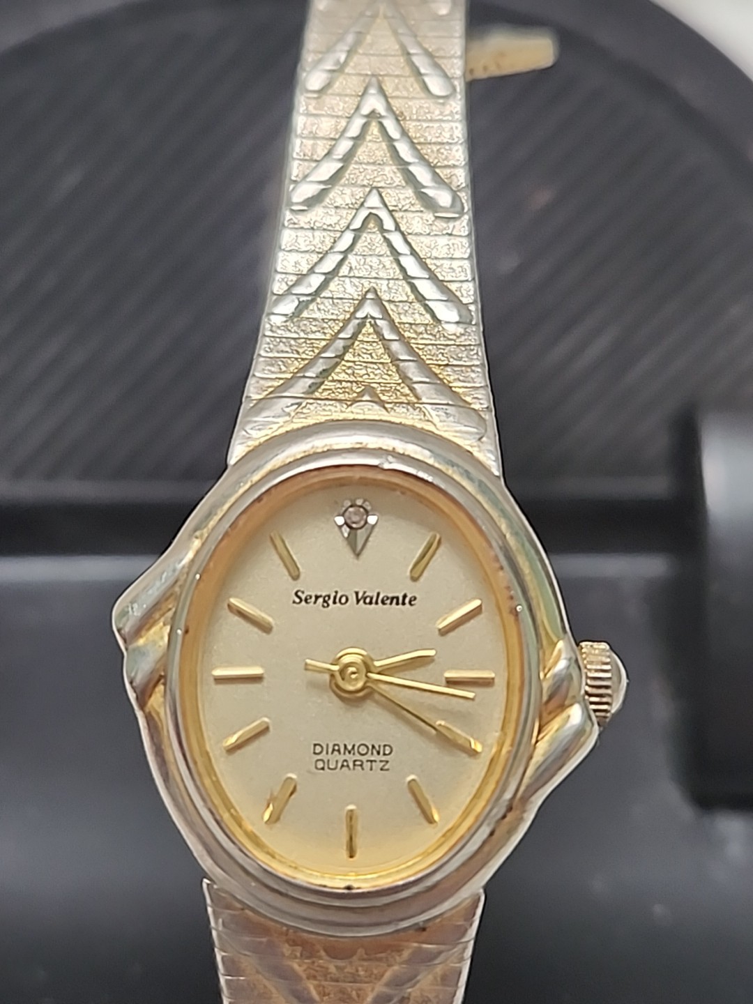 Sergio Valente Gold Tone Ladies Watch Diamond Accent at 12 Fresh Battery S1