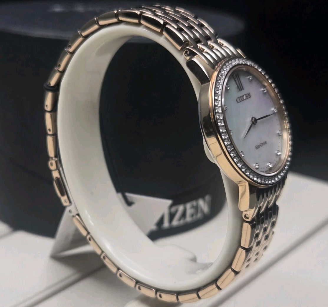 Citizen EX1483-50D Store Display Eco-Drive Silhouette Crystal MOP Ladies Watch
