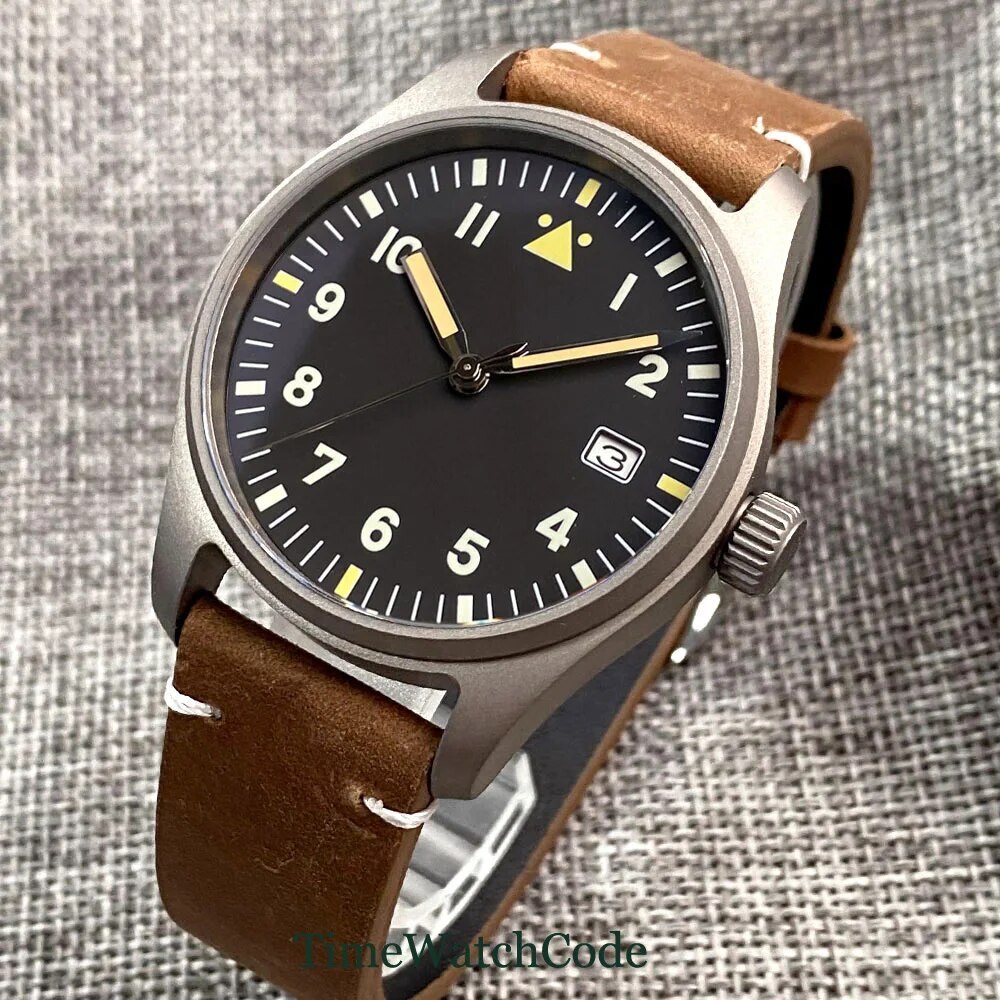 Tandorio Titanium Diving Automatic Watch for Men Anti-allergry Pilot NH35A 39mm