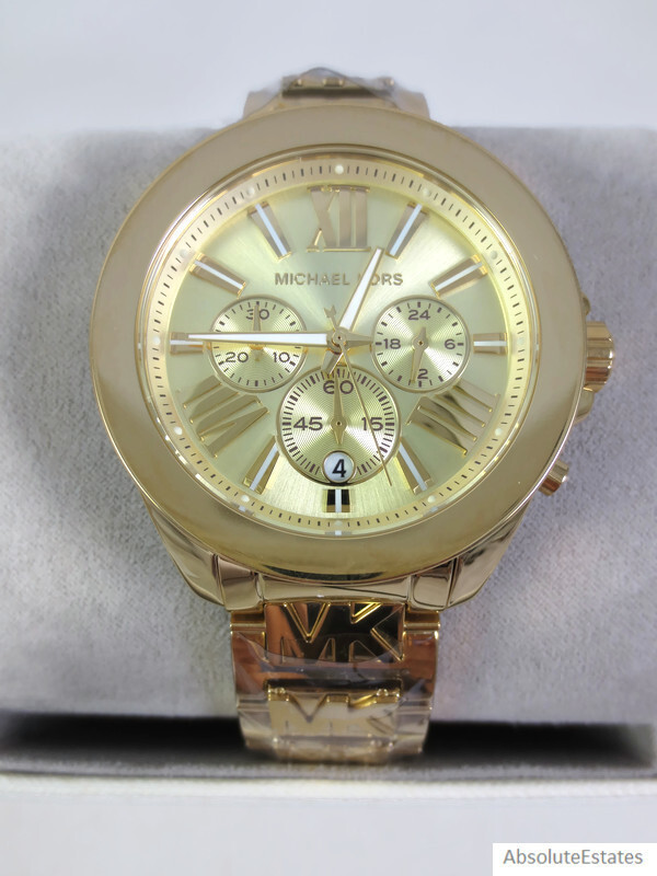 Michael Kors Wren Gold Stainless Steel Chronograph Watch MK6952 Unisex + Box