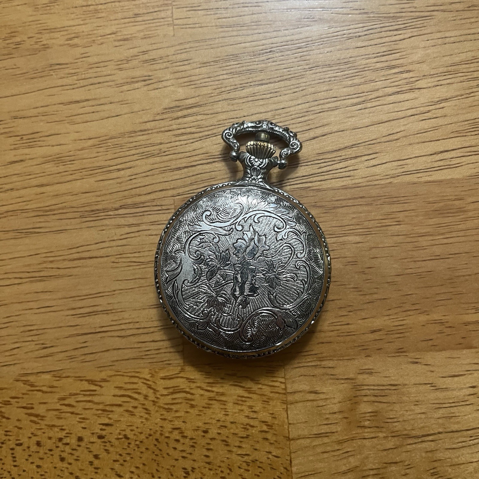 Vtg Geneva Pocket Watch Antimagnetic Hunting Deer Motif Gold Tone 1970’s Runs