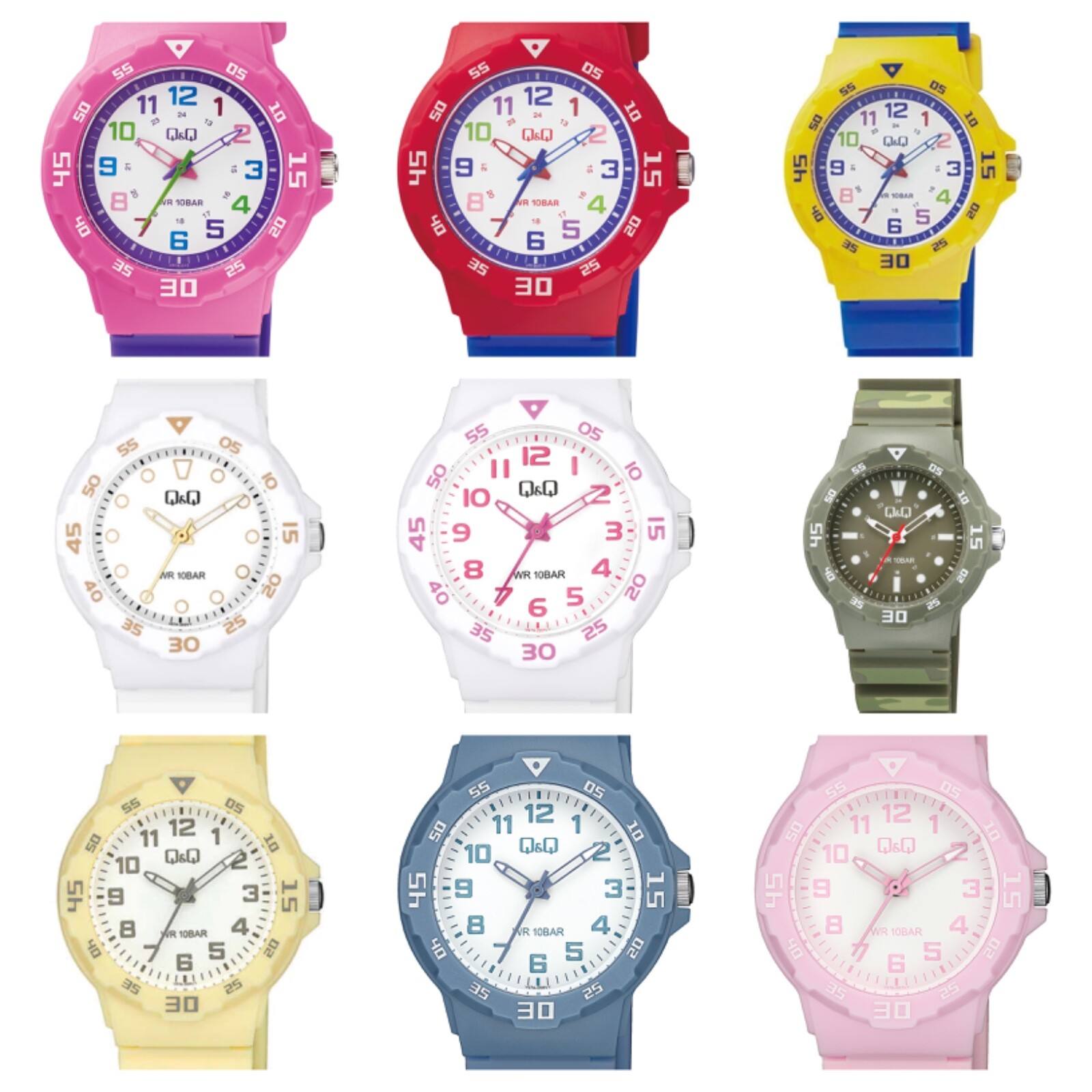 Q&Q Waterproof Women’s Kids Resin Band Analog Quartz Fashion Watch