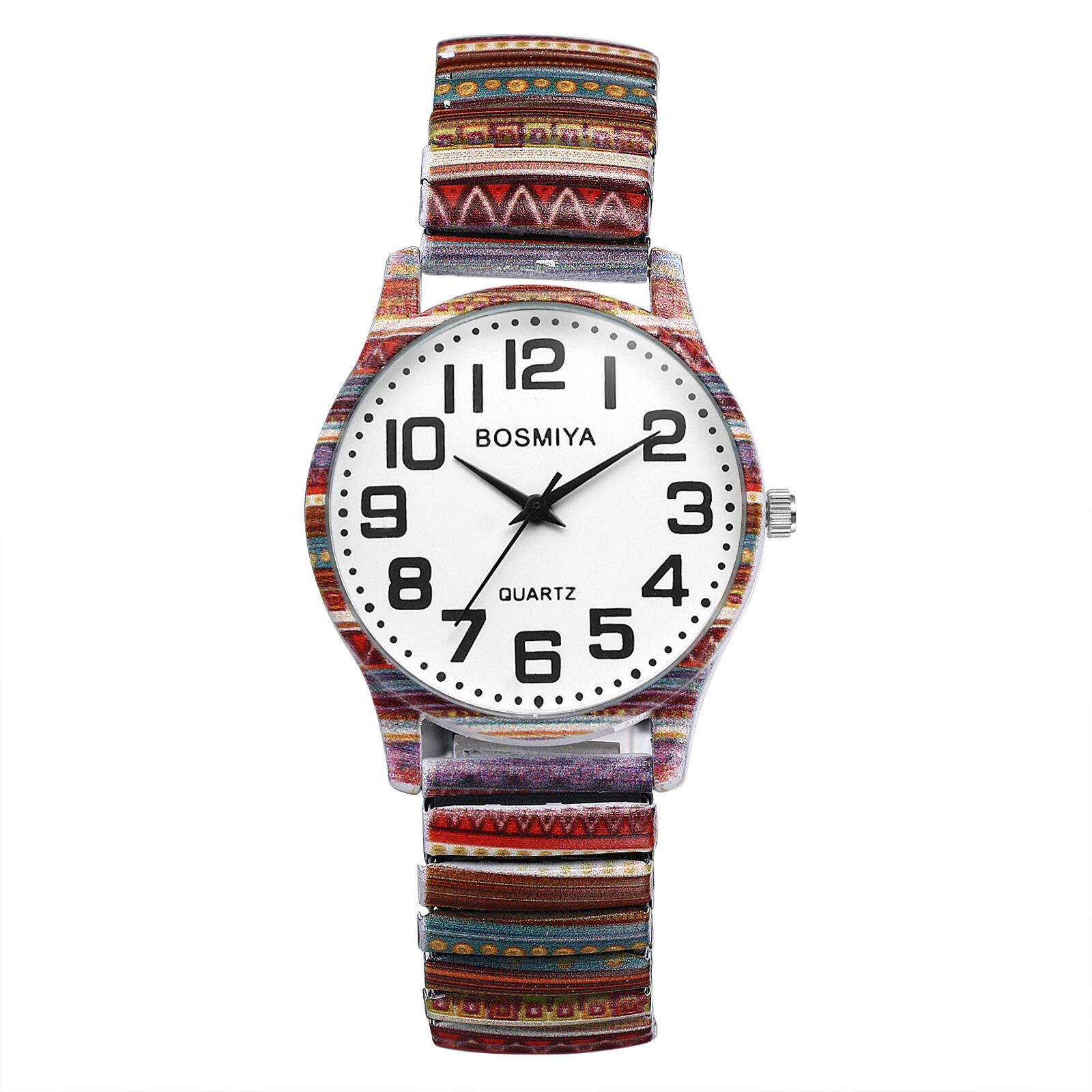 Womens Ladies Bohemian Easy to Read Quartz Wrist Watch Elastic Stretch Band Gift