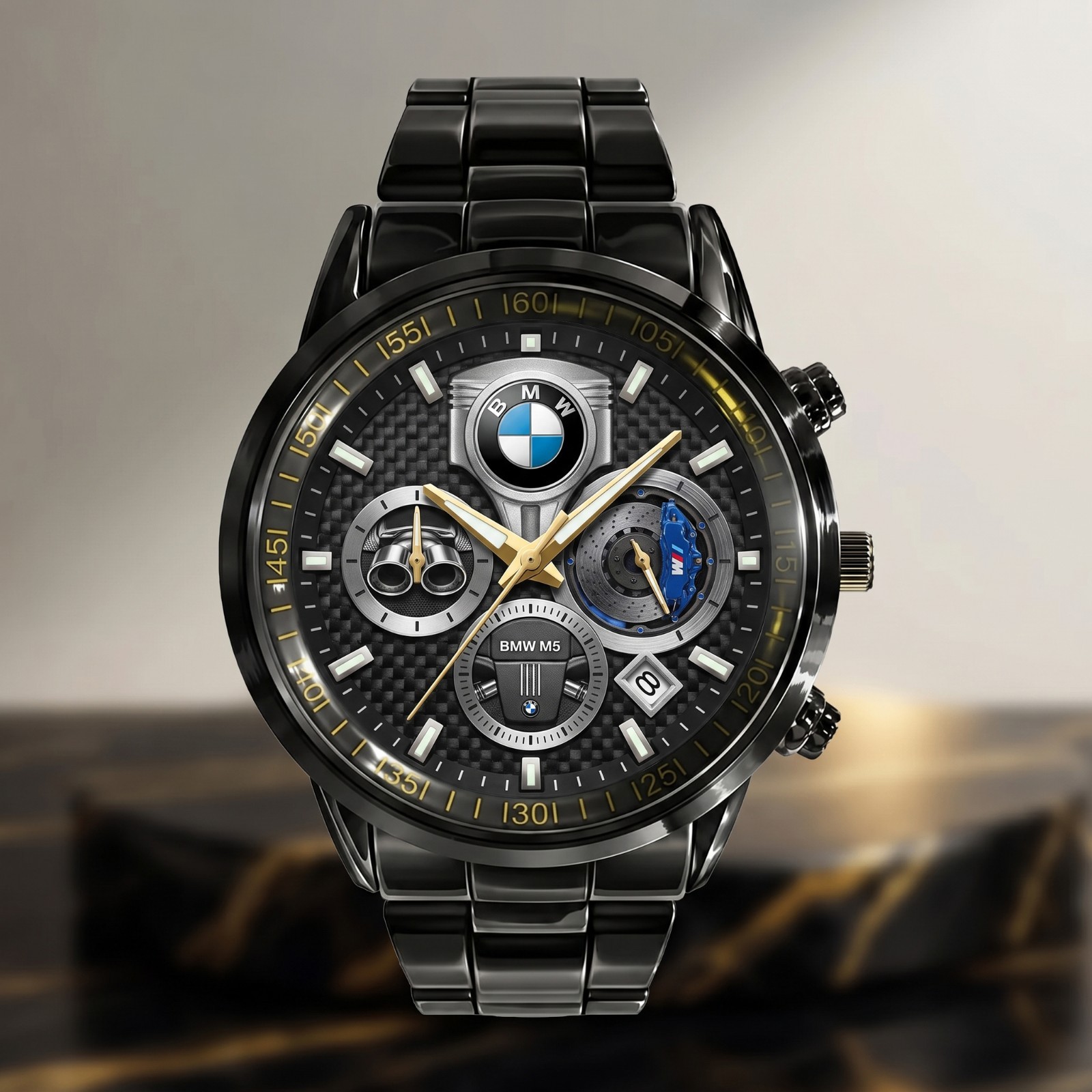 BMW M5 Style Stainless Steel Watch Water Resistant Wrist Watch
