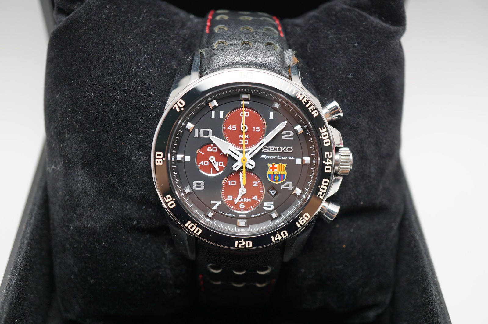 Seiko Sportura SNAE75 FC Barcelona Chronograph Quartz 40mm Used Needs Strap