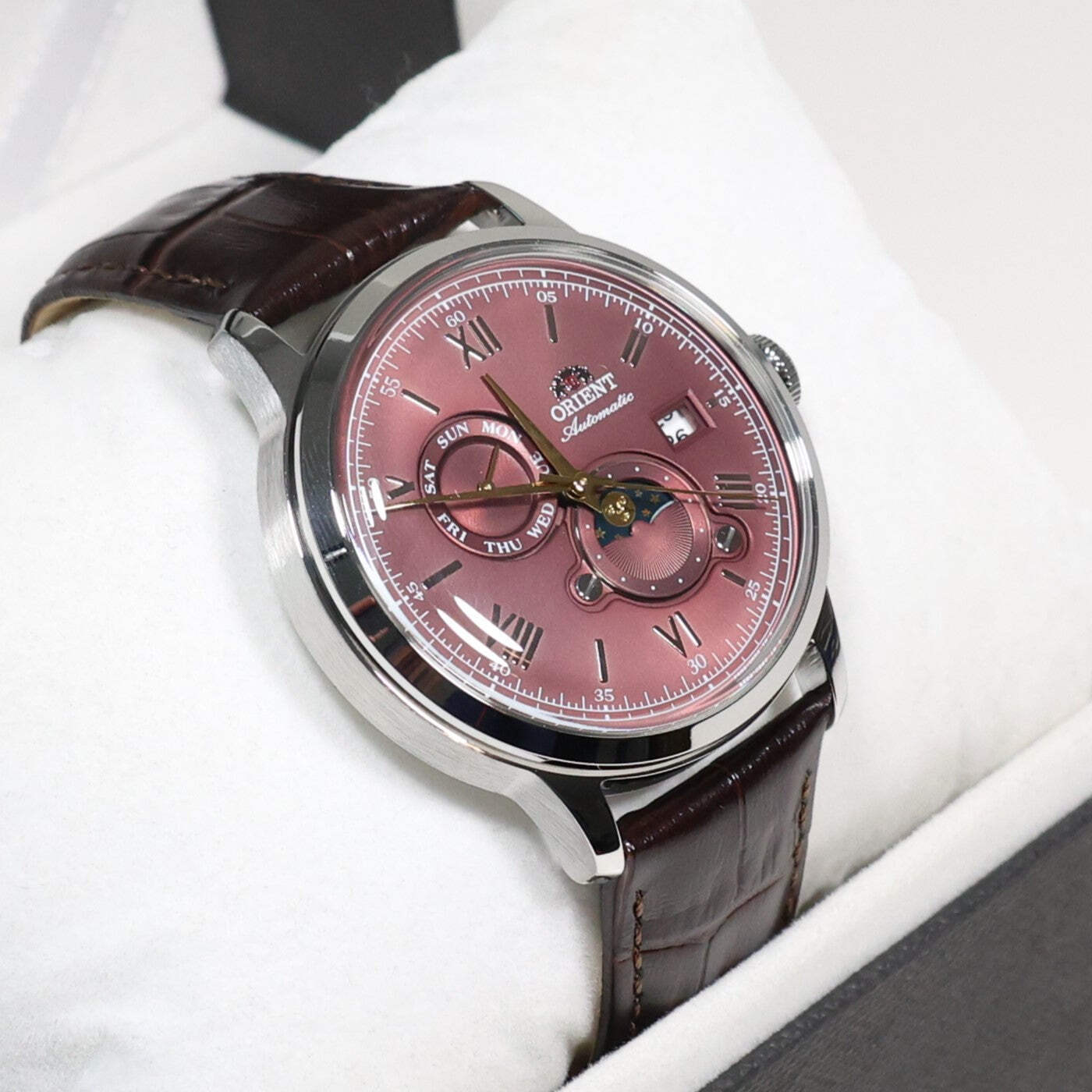Orient Automatic Sun and Moon Red Dial Men’s Watch RA-AK0807R