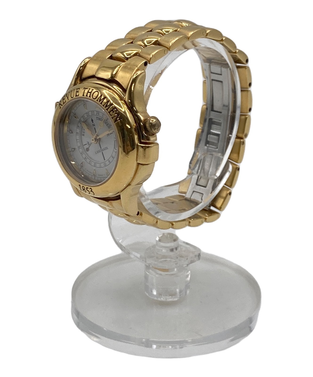 REVUE THOMMEN 30M/100FT Ladies Watch Quartz Analog Round Gold White DATE