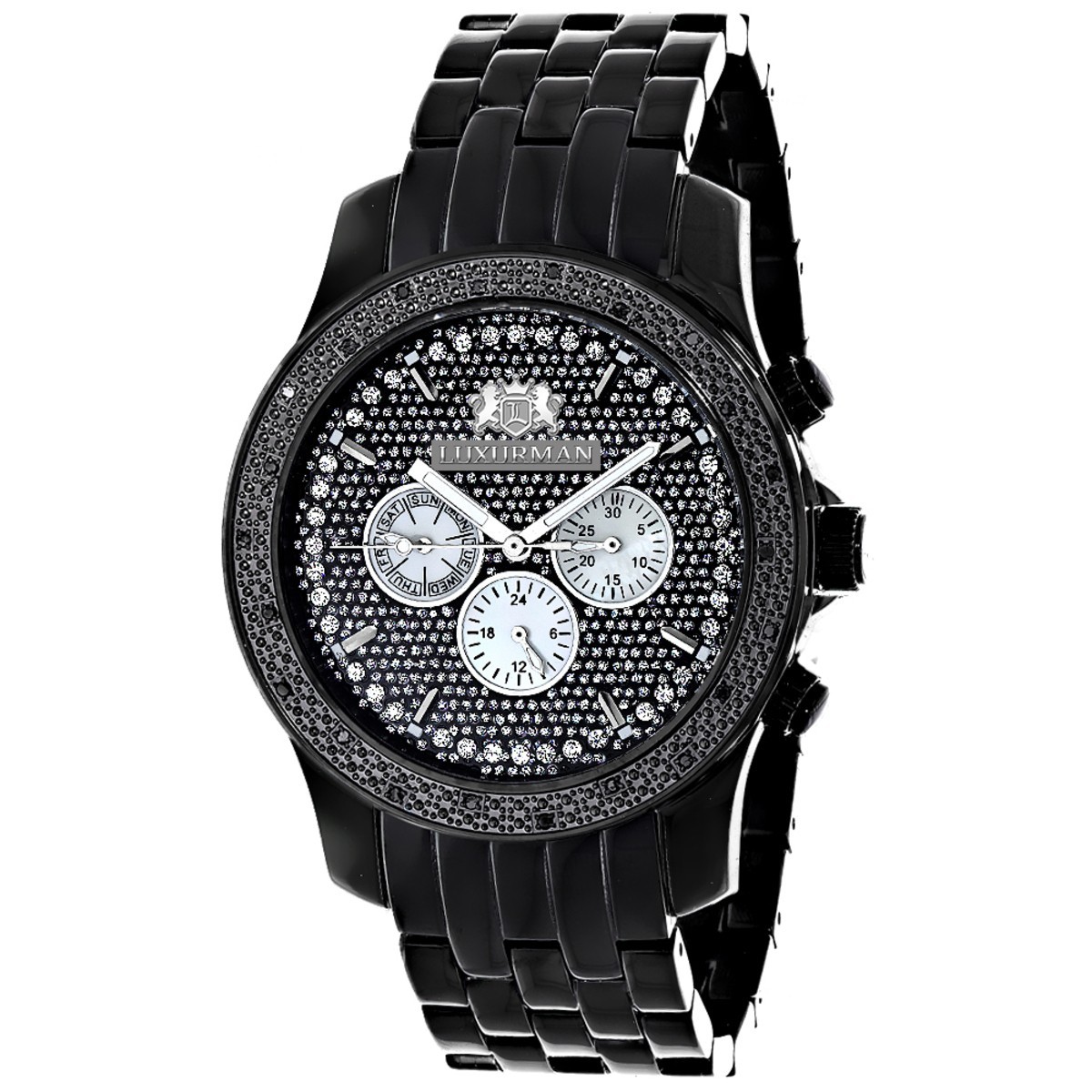 Men’s Black Diamond Watch 0.25ct LUXURMAN New Arrival