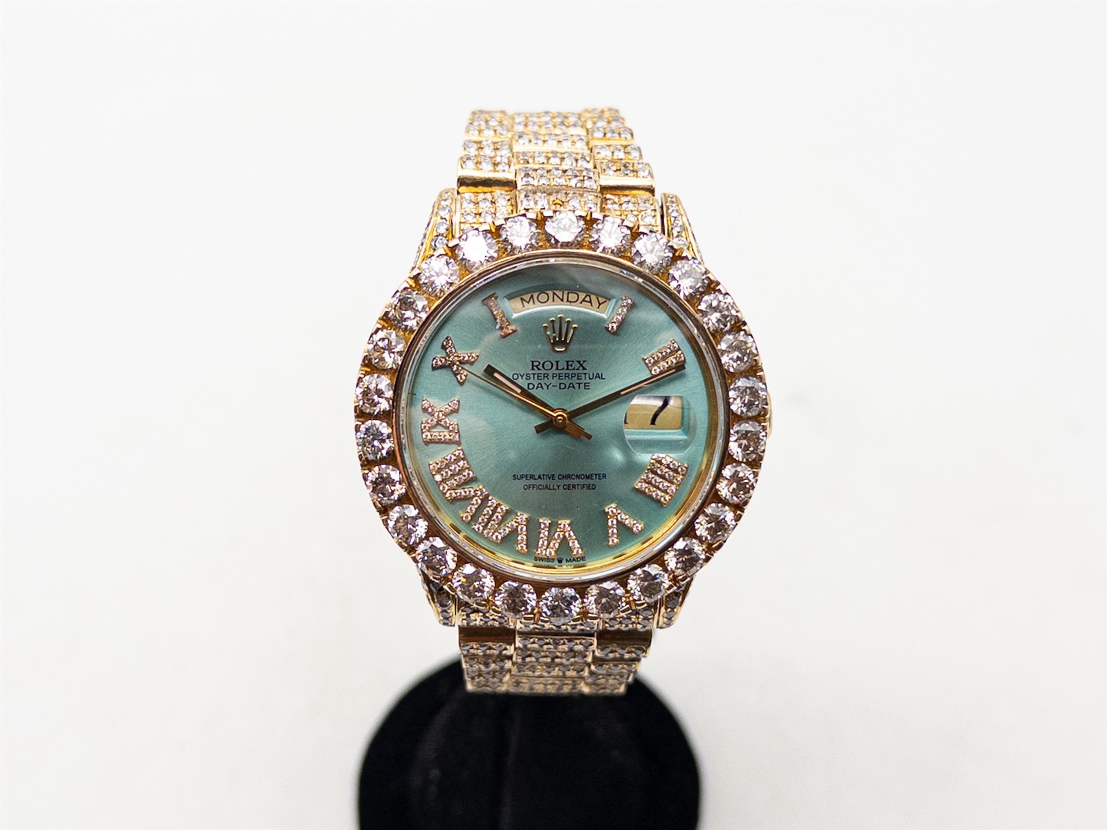 $60000 ROLEX 18038 REF 15ct VS H Diamond 18k Yellow Gold Mens Watch 141g SERVICE