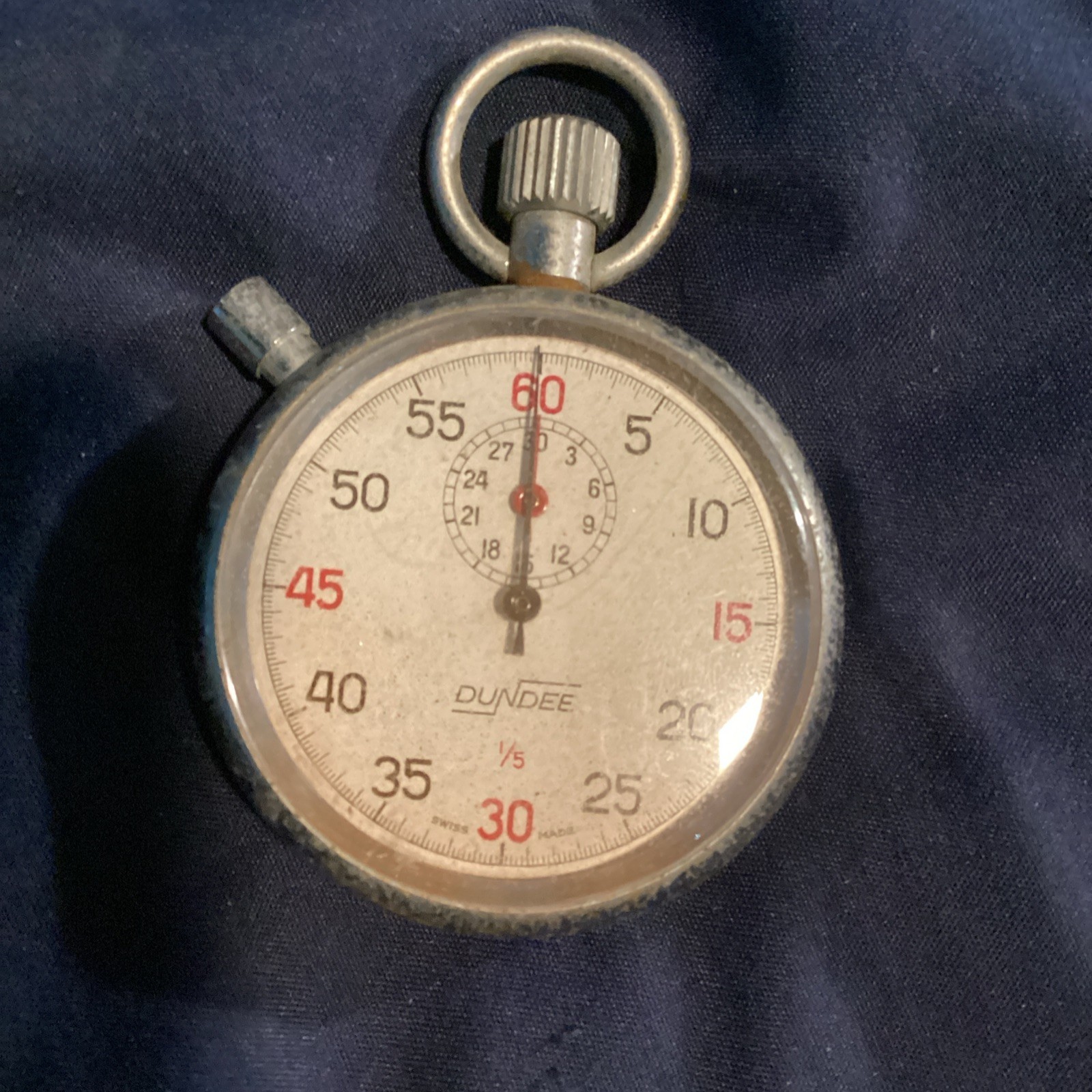 Vintage Dundee 1/5 Swiss Made Mechanical Stopwatch Pocket Timer