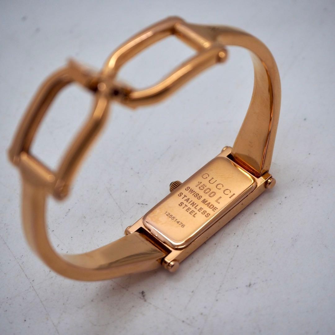 Gucci 1500L Pink Gold Bangle Women’s Watch Quartz Japan 074121