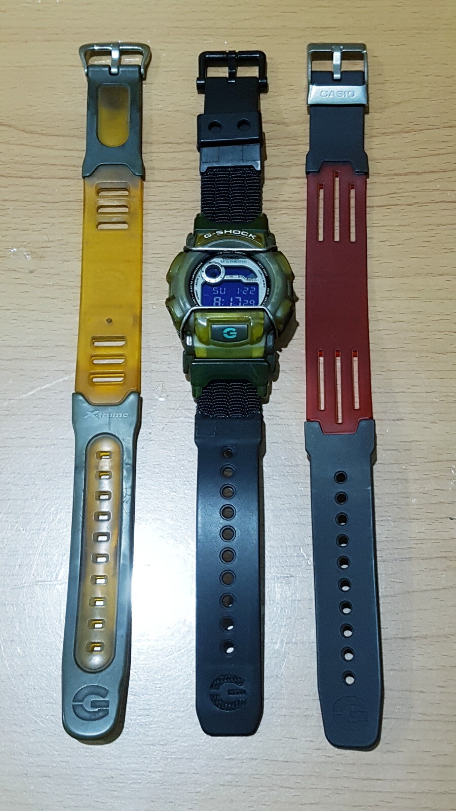 Vintage G-Shock DW003 Purple Army Black Yellow Jelly Bumper Protect Extra 2 Band