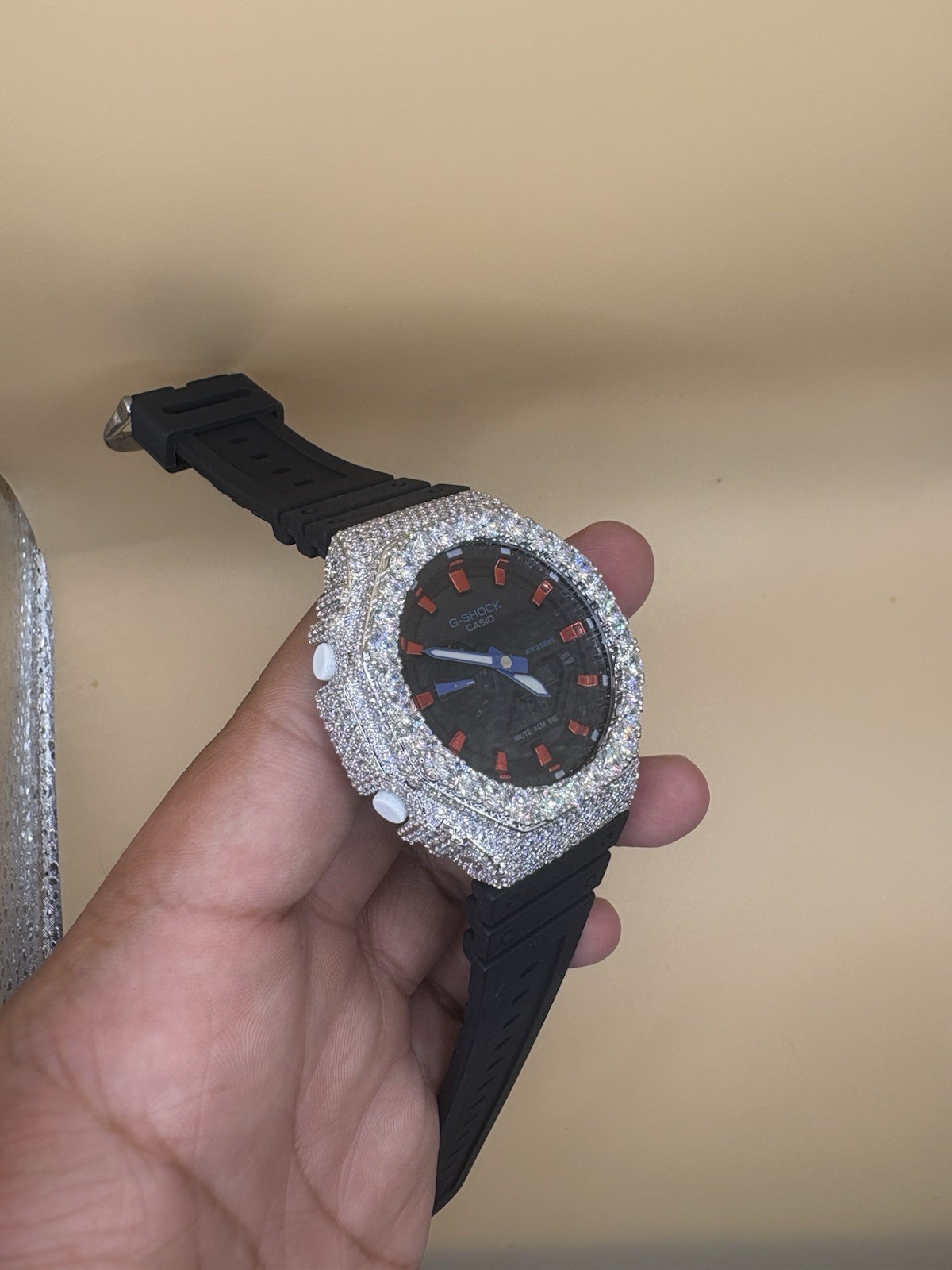 Moissanite Casio G-SHOCK GA-2100 Analog-Digital Quartz 200m Black Silver Bezel
