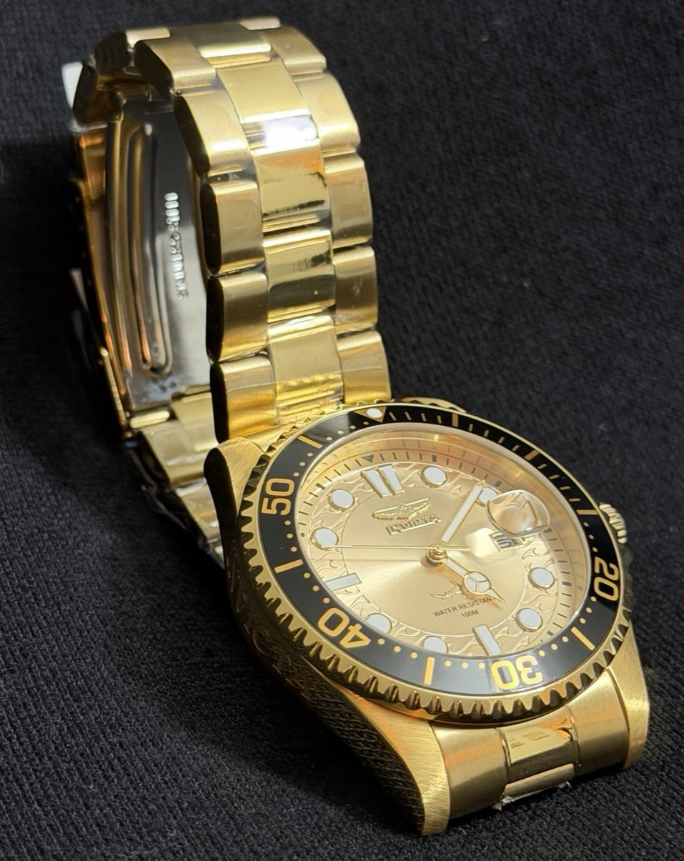 Invicta Men’s 43mm Hammerhead Shark Pro Diver Gold Tone SS Watch 30025 New