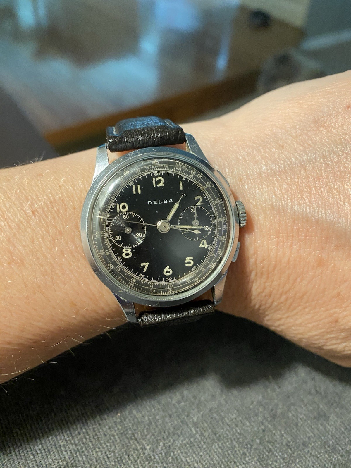 Vntg Delbana Delba Rare Chronograph Watch 17 Jewel Swiss Micron WWll SelfWinding