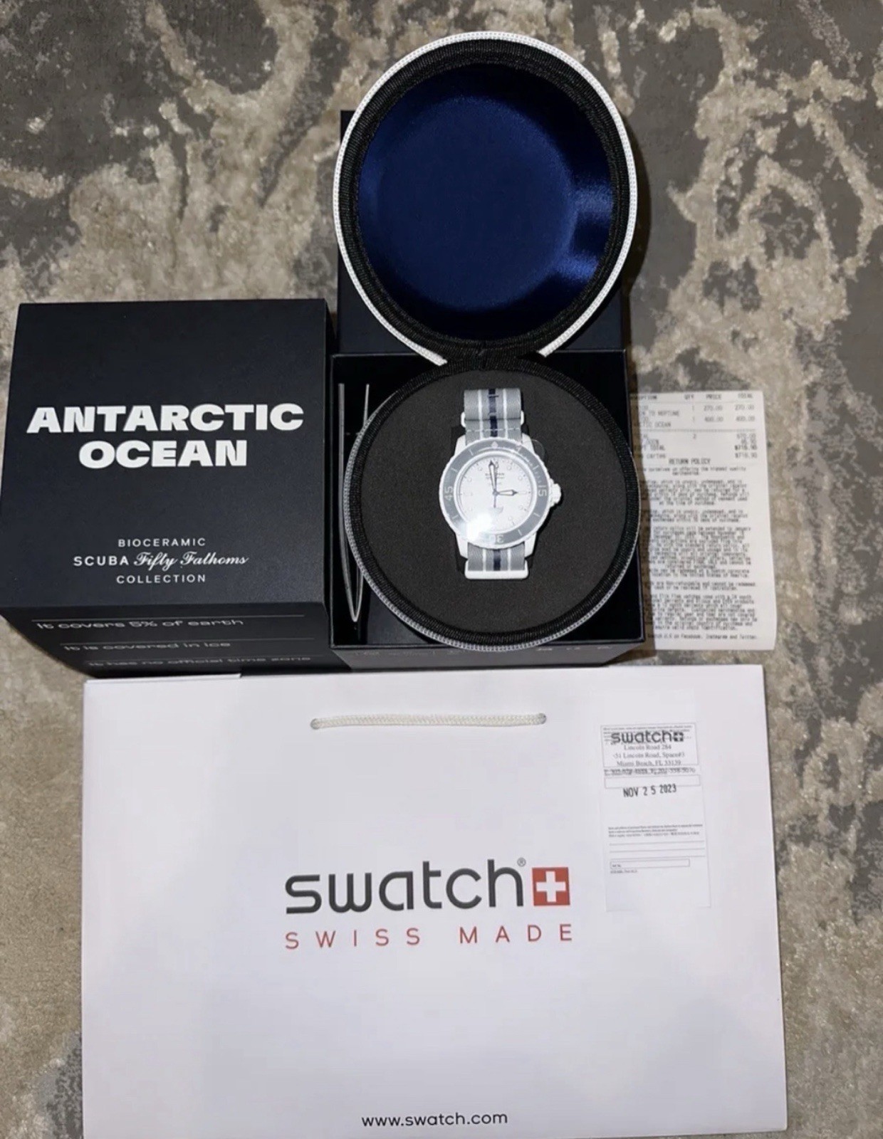 Blancpain X Swatch Scuba Fifty Fathoms Antarctic Ocean Bioceramic New + Receipt