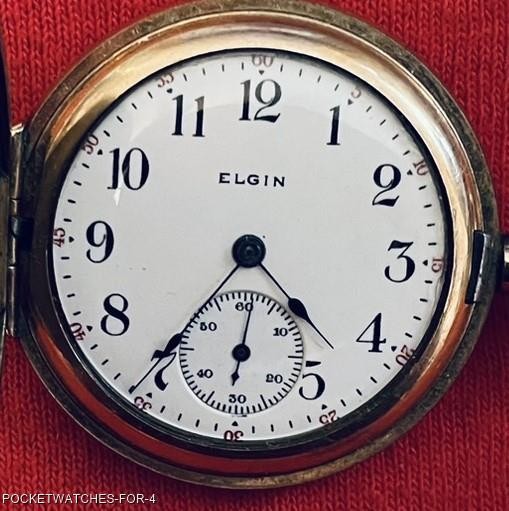 ca 1915 ELGIN 0s HUNTER 15 JEWELS GOLD FILLED CASE POCKET PENDANT WATCH SERVICED