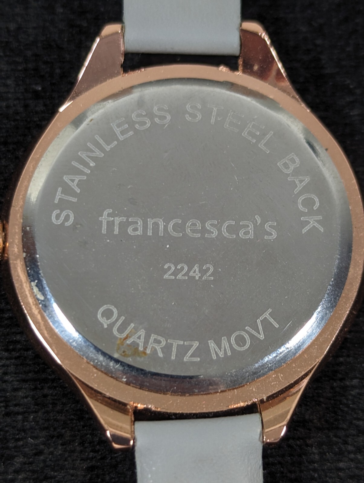 Francesca’s Rose Gold Tone Round Case Gray Braided Band Watch