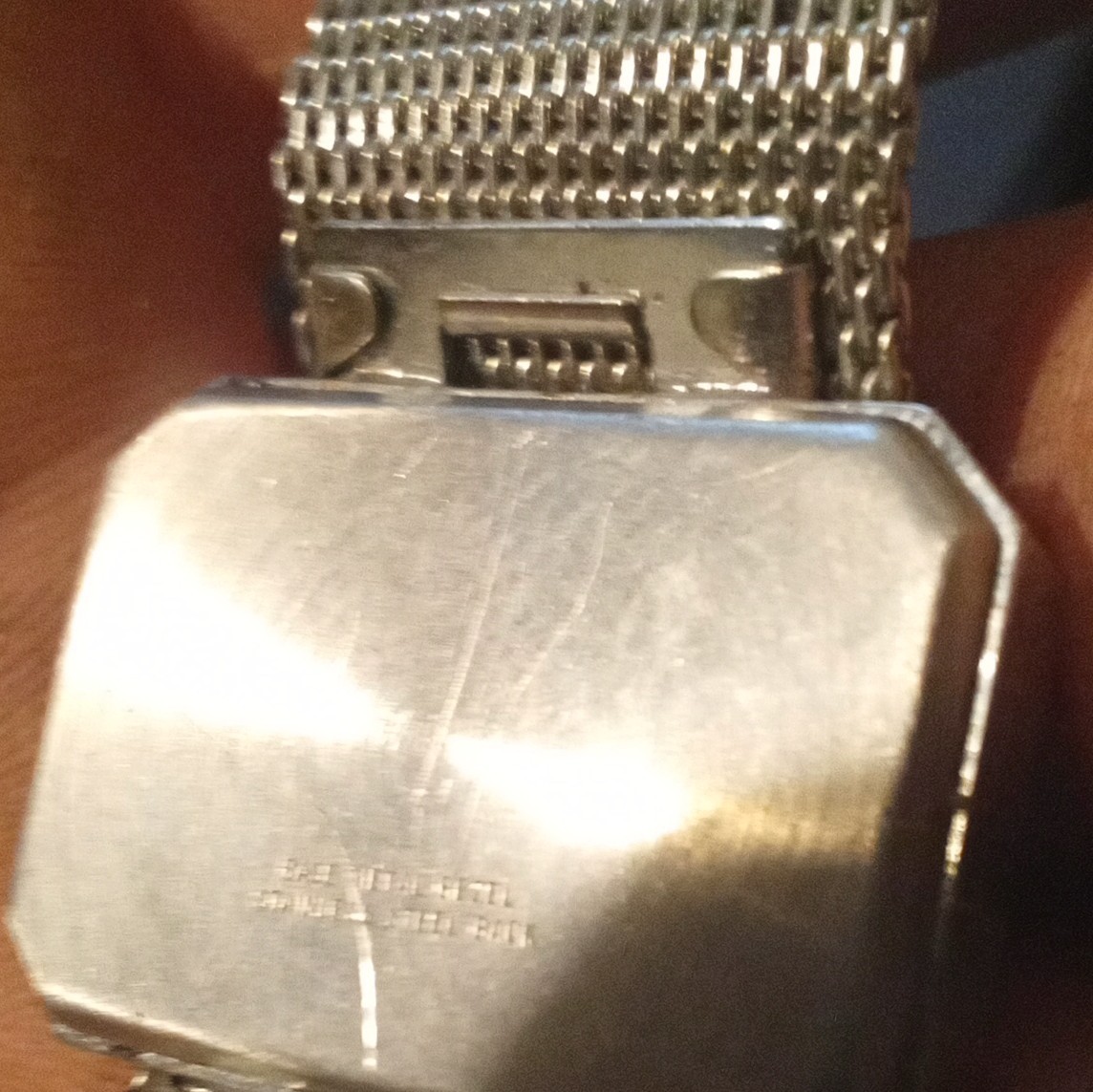 Timex Quartz Vintage 1980s Blue Dial Rectangle 24-27.9mm Silver Mesh