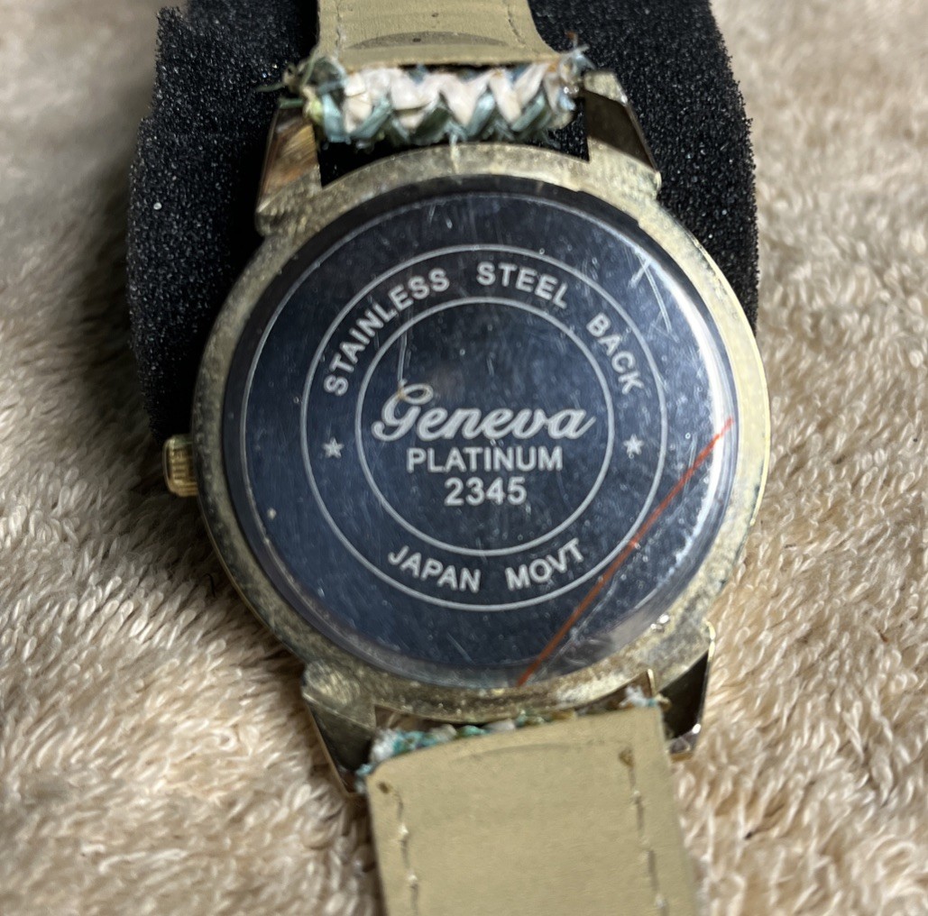 Geneva Gold Tone Watch Multi-color Adjustable Woven Yarn Band Roman Numerals