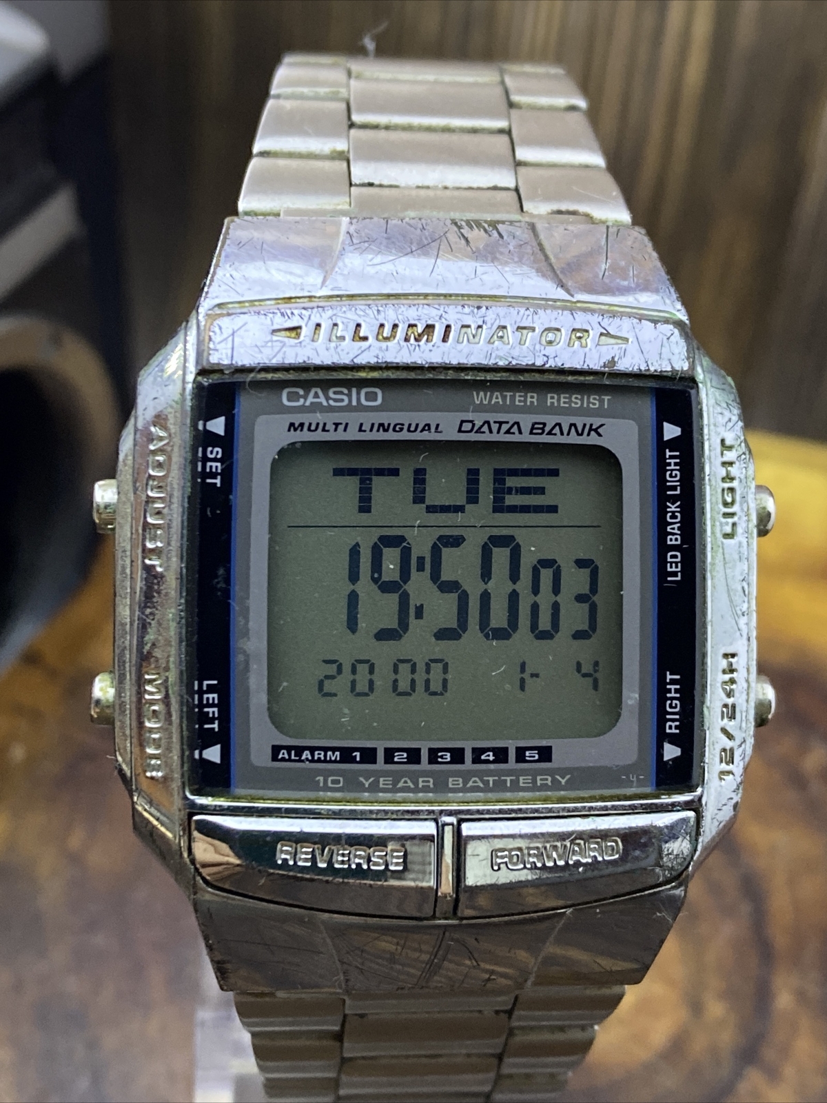 CASIO Illuminator 2515 DB-360 Data Bank Silver Tone Quartz Digital Watch #4321