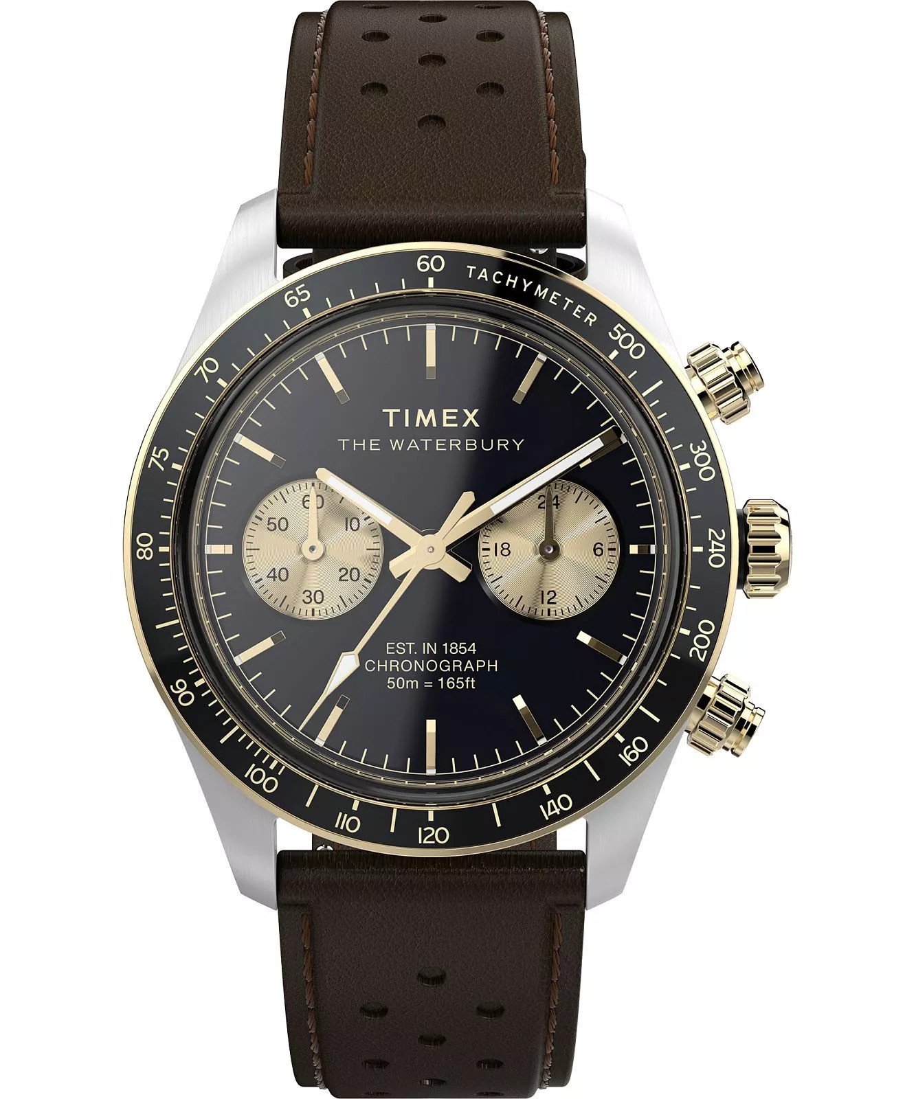 Timex Mens Waterbury Heritage Chronograph 39mm Watch Brown/Black TW2Y24100