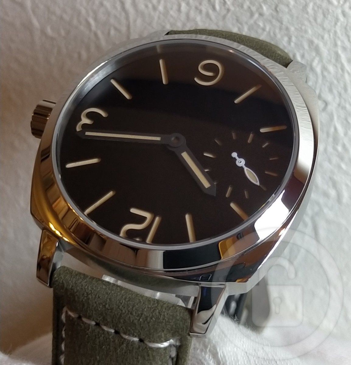 [A3P] Seagull Manual Winding Italian Military Style Green Leather Men [k9s]
