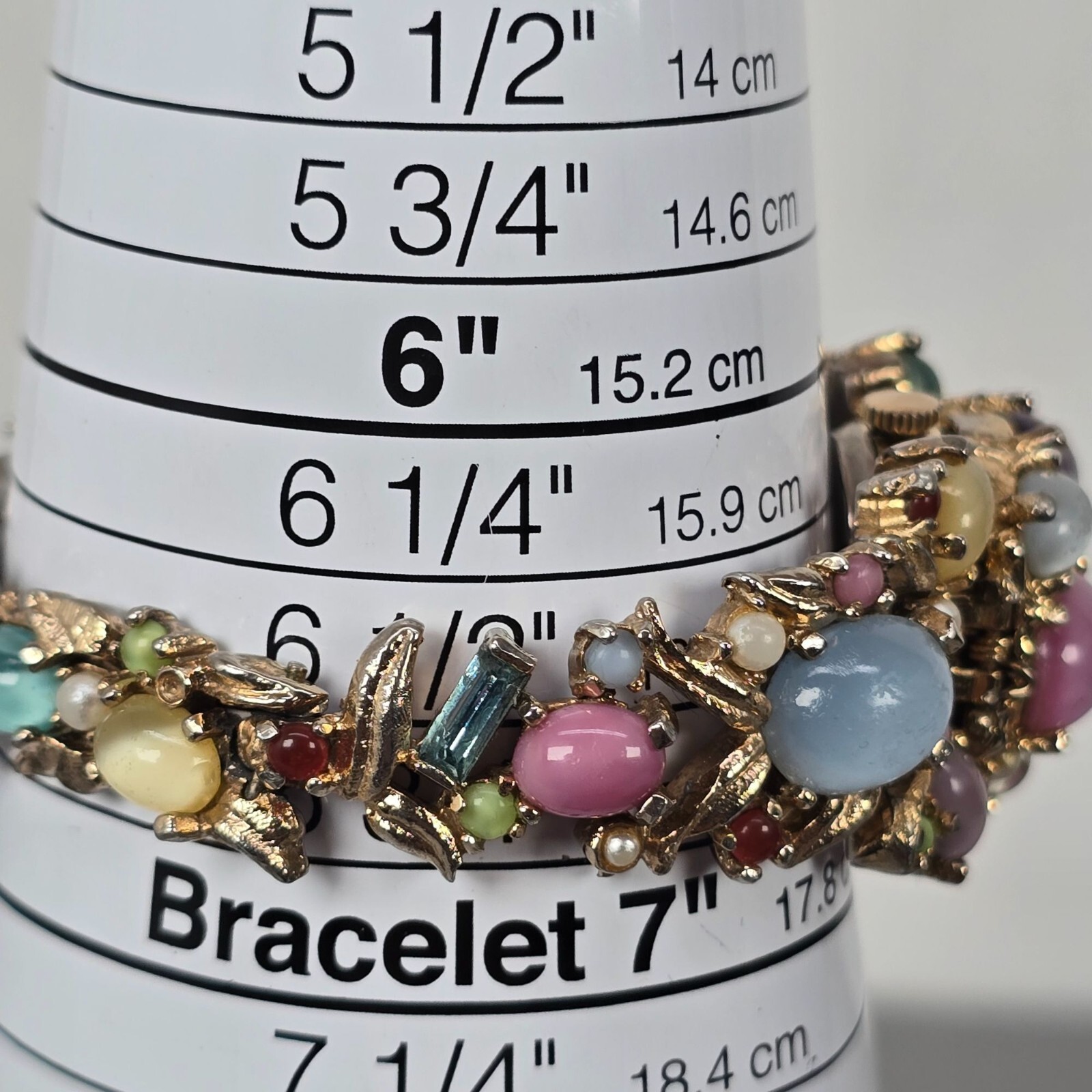 VTG Pedre 17 Jewels Swiss Watch Hidden In Gold-Tone Jeweled Cabochon Bracelet