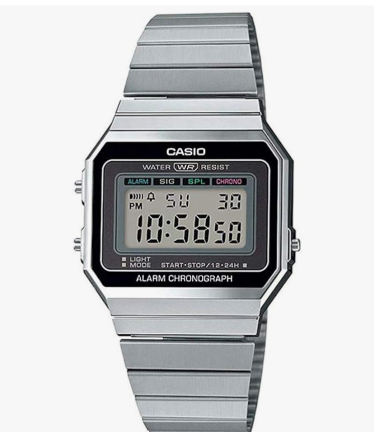 Casio A700W-1A Super Slim Digital Watch Silver Vintage Style Japan New
