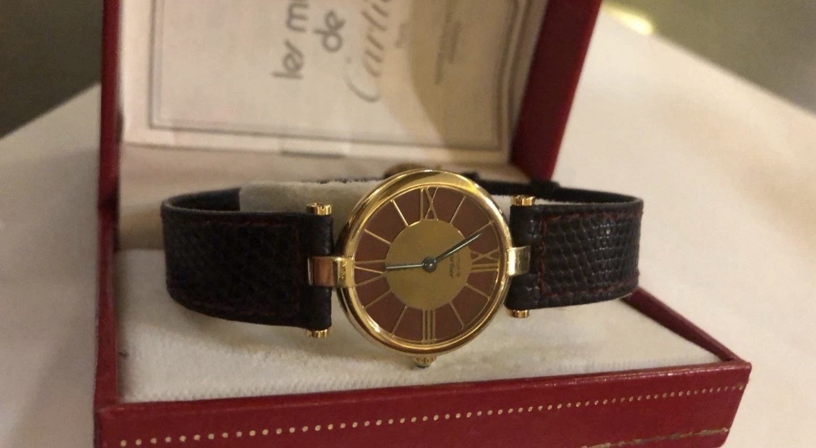 Cartier Must de Cartier Vendome Burgundy Dial Vermeil Vintage 24mm Ladies Watch