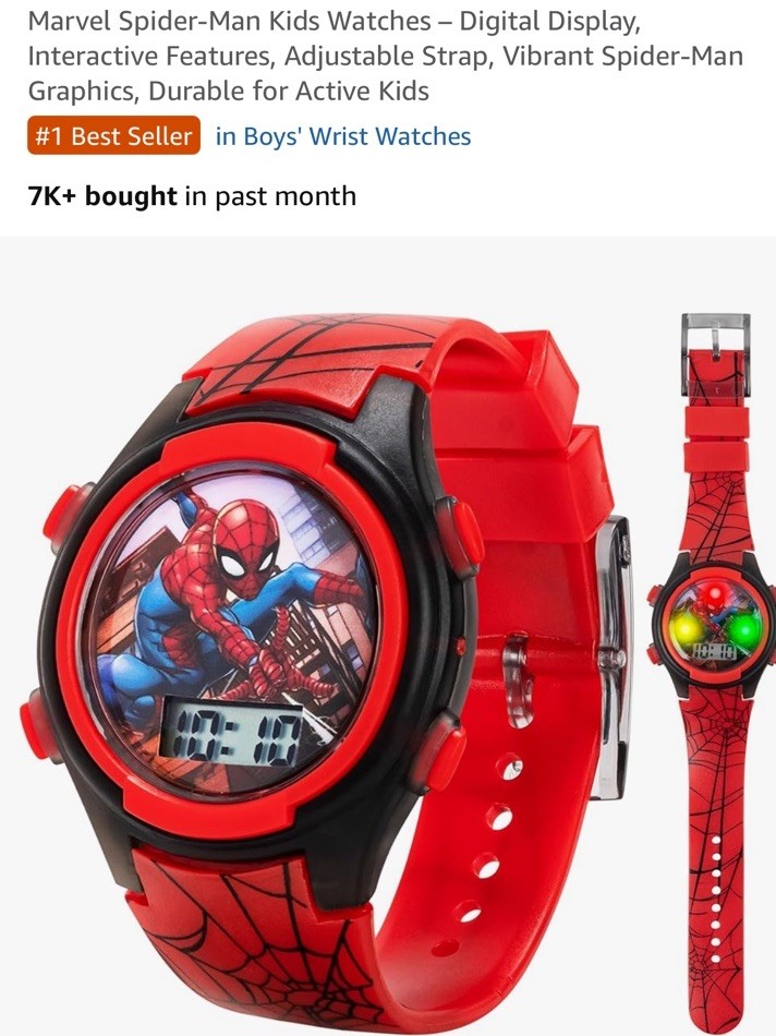 Marvel Spider-Man Boys Analog-Digital LCD Quartz Watch Red/Black Plastic Tin Box