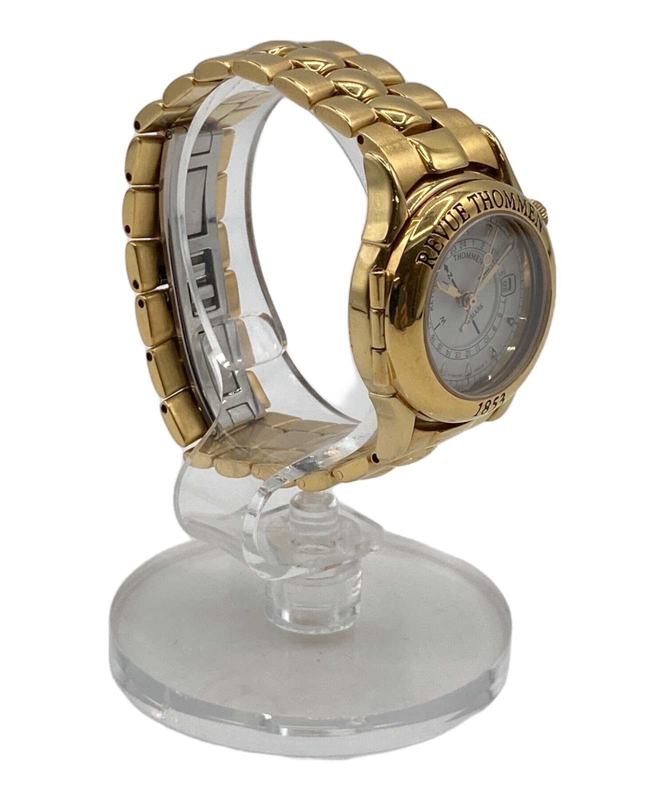 REVUE THOMMEN 30M/100FT Ladies Watch Quartz Analog Round Gold White DATE