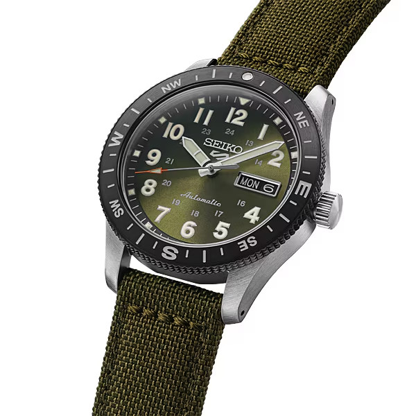 SEIKO 5 Sports HDB008J Field Automatic Khaki Green Dial Nylon Band Compass Bezel