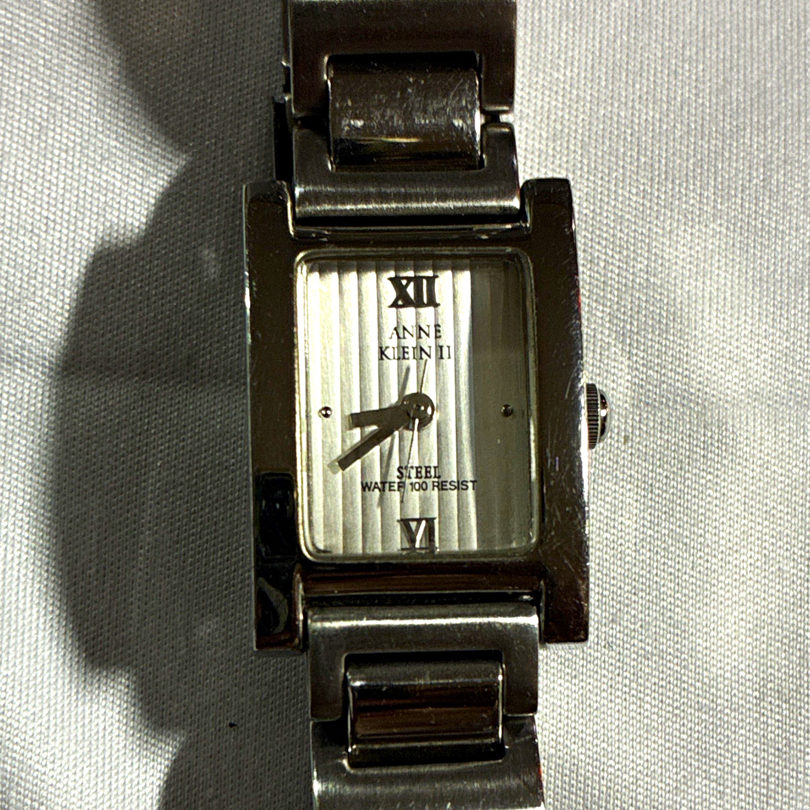 Anne Klein II Women’s Rectangle Dress Watch Quartz Silver SS Bracelet 100m